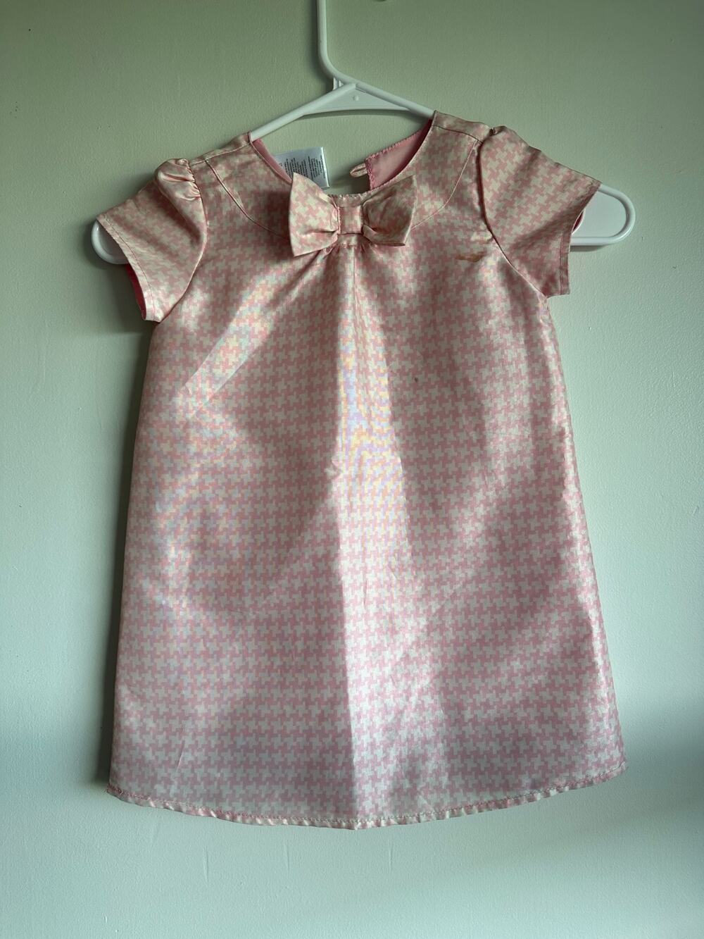 Holiday Editions Pink Houndstooth Dress 3T Toddler Girls Bow Formal Jacquard